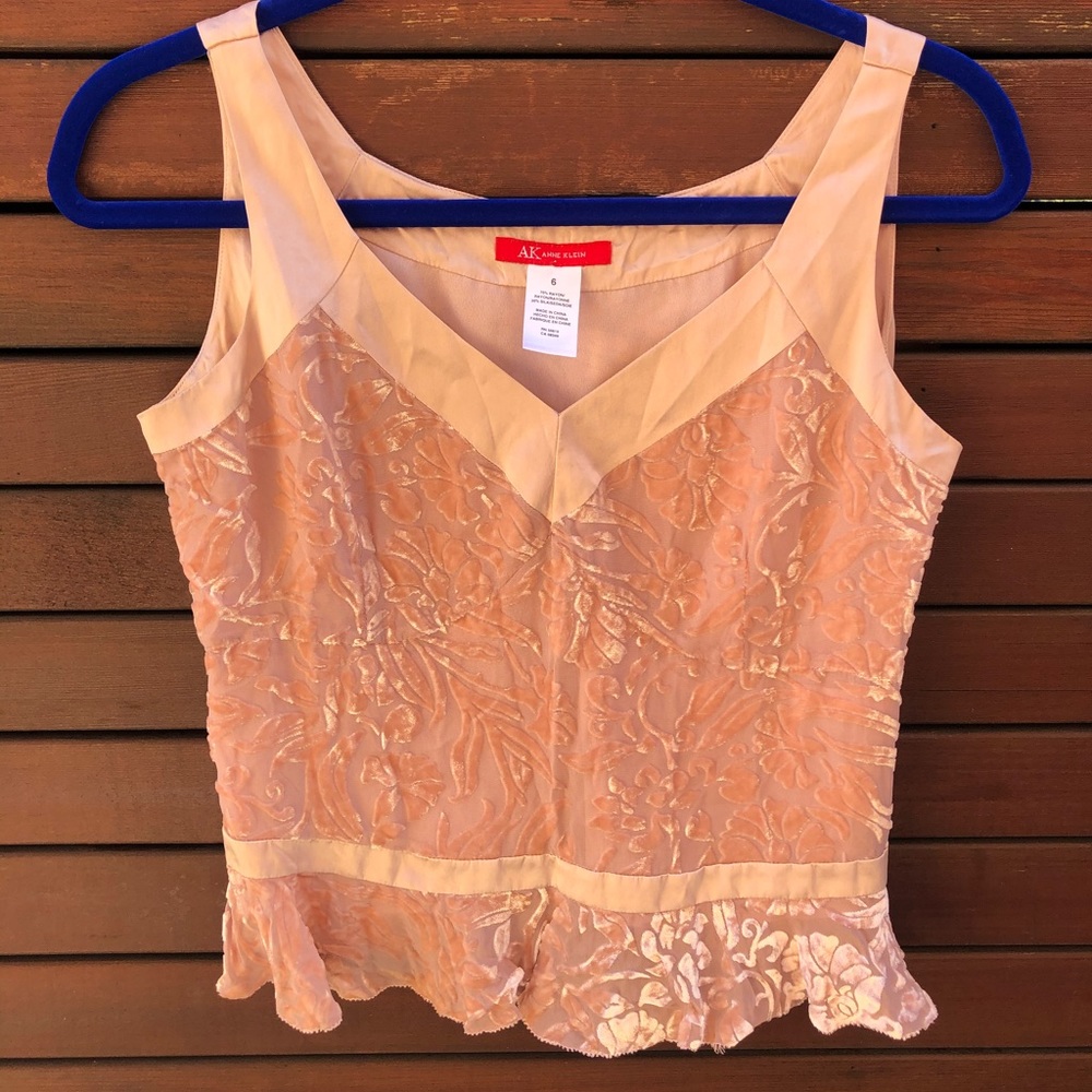 Anne Klein silk brocade sleeveless blouse